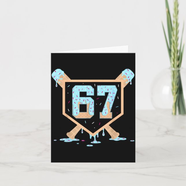 67 Ice Cream Drip Baseball Meme Funny Six Seven Ge Card (Front)