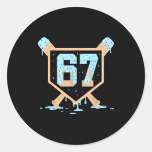 67 Ice Cream Drip Baseball Meme Funny Six Seven Ge Classic Round Sticker