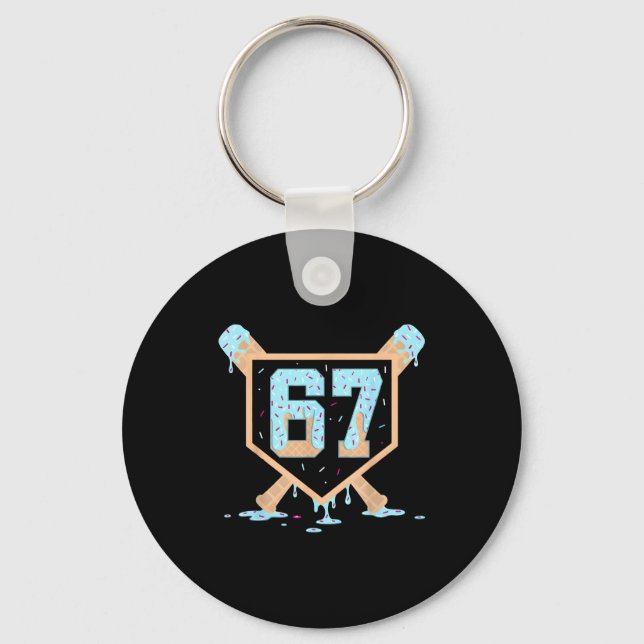 67 Ice Cream Drip Baseball Meme Funny Six Seven Ge Key Ring (Front)