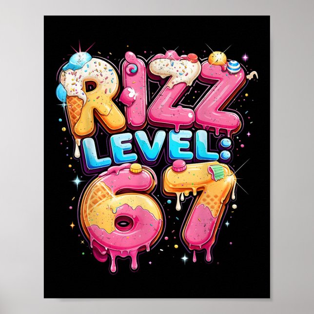 67 Ice Cream Drip Cool Meme Six Seven Gen Alpha Sl Poster (Front)