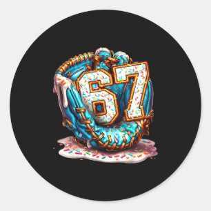 67 Ice Cream Drip Funny Six Seven Baseball  Classic Round Sticker