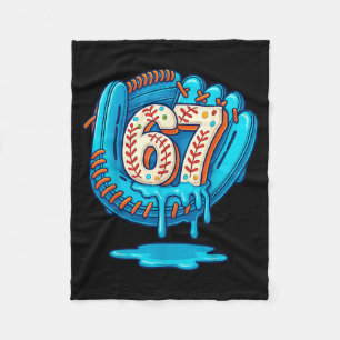 67 Ice Cream Drip Funny Six Seven Baseball Fleece Blanket