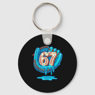 67 Ice Cream Drip Funny Six Seven Baseball  Key Ring
