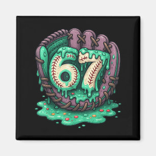 67 Ice Cream Drip Funny Six Seven Baseball Magnet