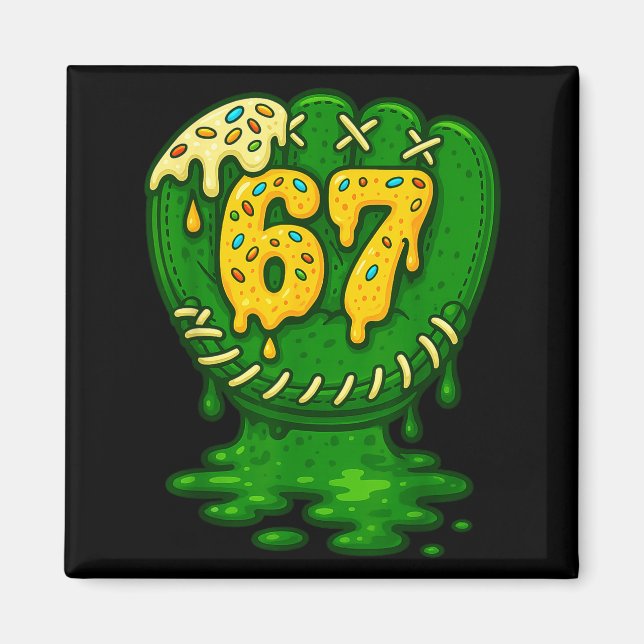 67 Ice Cream Drip Funny Six Seven Baseball  Magnet (Front)