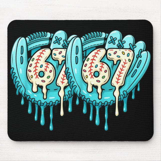 67 Ice Cream Drip Funny Six Seven Baseball  Mouse Mat (Front)