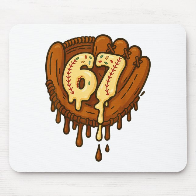 67 Ice Cream Drip Funny Six Seven Baseball  Mouse Mat (Front)