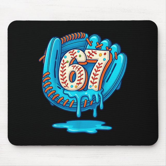 67 Ice Cream Drip Funny Six Seven Baseball  Mouse Mat (Front)