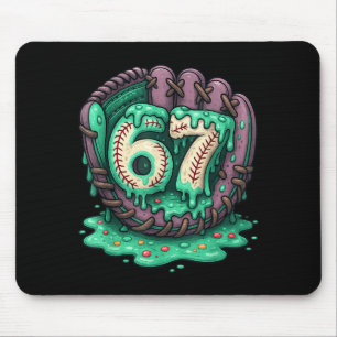 67 Ice Cream Drip Funny Six Seven Baseball  Mouse Mat