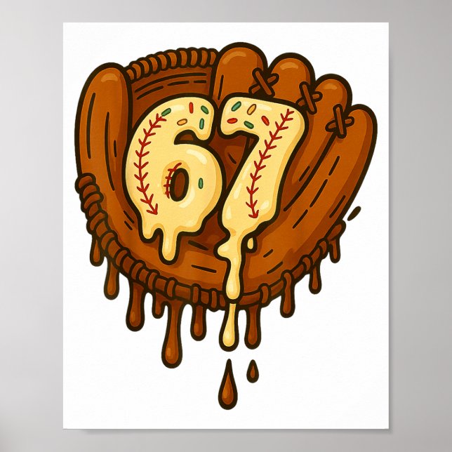 67 Ice Cream Drip Funny Six Seven Baseball  Poster (Front)