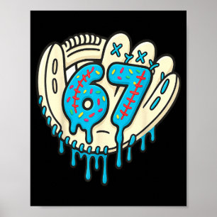 67 Ice Cream Drip Funny Six Seven Baseball  Poster