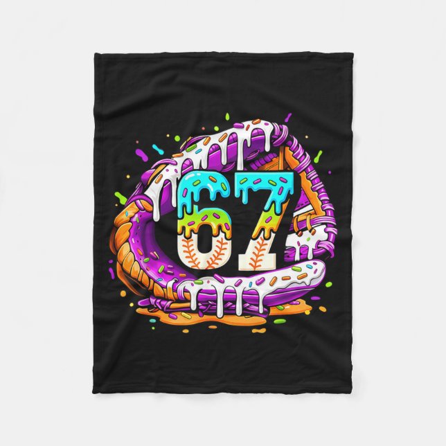 67 Ice Cream Drip Funny Six Seven Player 67th Birt Fleece Blanket (Front)
