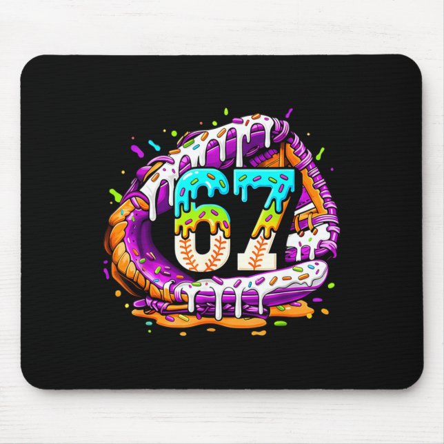 67 Ice Cream Drip Funny Six Seven Player 67th Birt Mouse Mat (Front)