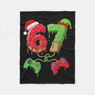 67 Ice Cream Drip Gamer Six Seven Meme Christmas K Fleece Blanket