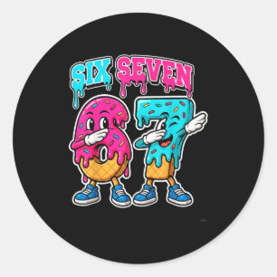 67 Ice Cream Drip Gen Alpha Slang Six Seven Meme 6 Classic Round Sticker