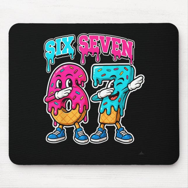 67 Ice Cream Drip Gen Alpha Slang Six Seven Meme 6 Mouse Mat (Front)