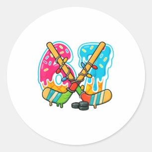 67 Ice Cream Drip Hockey Christmas Light  Classic Round Sticker