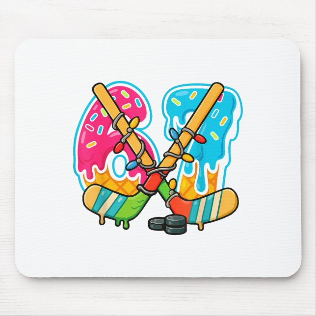 67 Ice Cream Drip Hockey Christmas Light  Mouse Mat (Front)