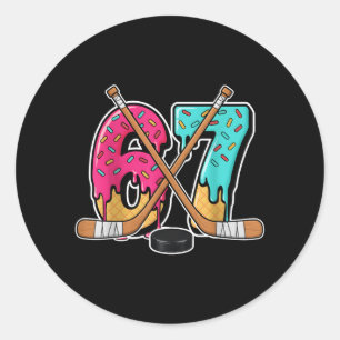 67 Ice Cream Drip Hockey Gen Alpha Slang Six Seven Classic Round Sticker