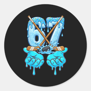 67 Ice Cream Drip Hockey Gen Alpha Slang Six Seven Classic Round Sticker