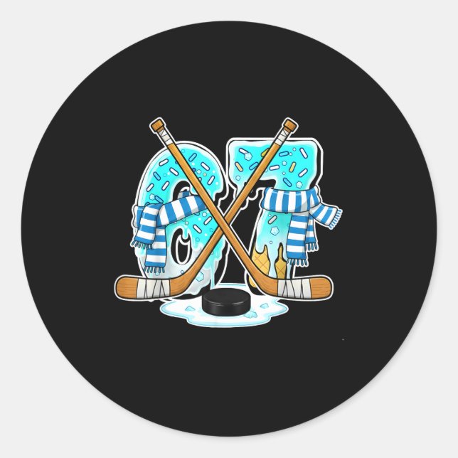 67 Ice Cream Drip Hockey Gen Alpha Slang Six Seven Classic Round Sticker (Front)