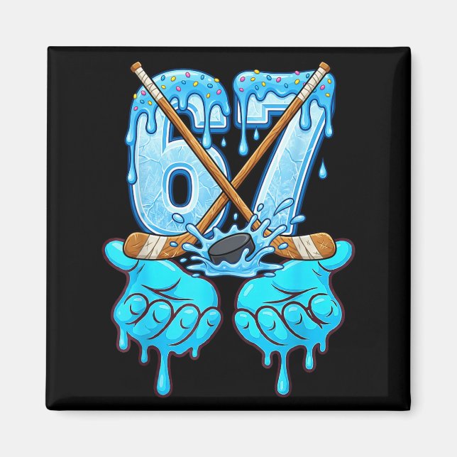 67 Ice Cream Drip Hockey Gen Alpha Slang Six Seven Magnet (Front)