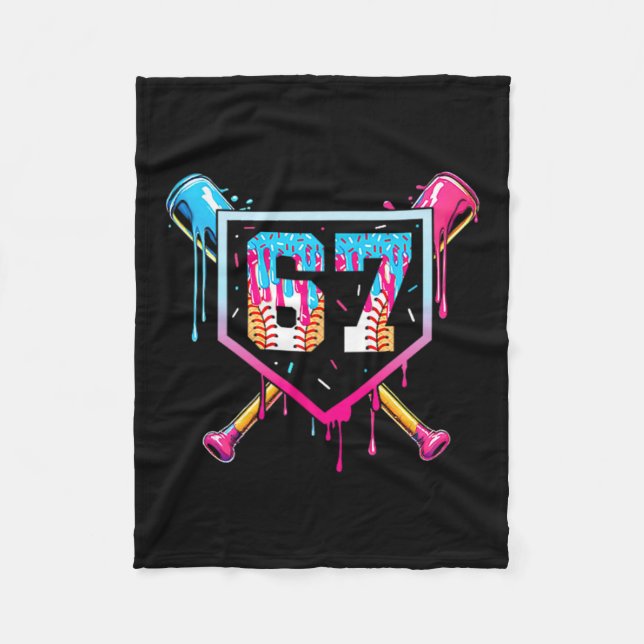 67 Ice Cream Drip Meme Funny Six Seven Gen Alpha ( Fleece Blanket (Front)