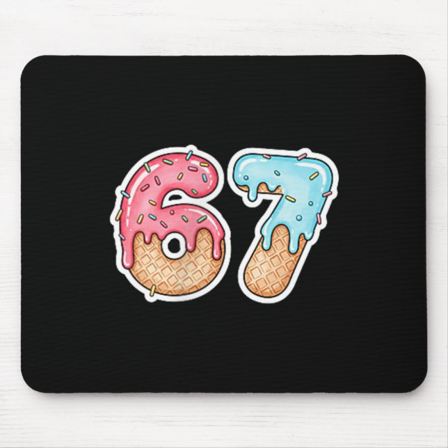 67 Ice Cream Drip Meme Funny Six Seven Gen Alpha ( Mouse Mat (Front)