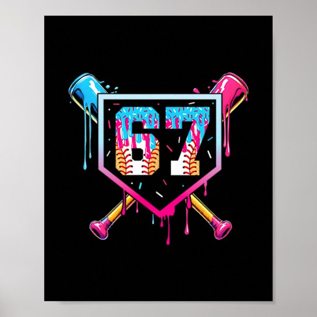 67 Ice Cream Drip Meme Funny Six Seven Gen Alpha ( Poster (Front)