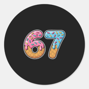 67 Ice Cream Drip Meme Funny Six Seven Gen Alpha S Classic Round Sticker