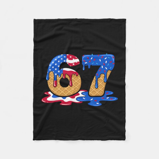 67 Ice Cream Drip Meme Funny Six Seven Gen Alpha S Fleece Blanket (Front)