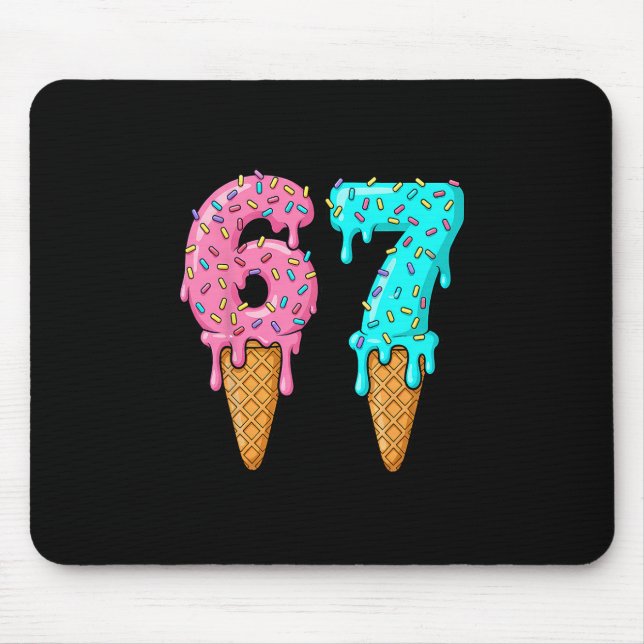 67 Ice Cream Drip Meme Funny Six Seven Gen Alpha S Mouse Mat (Front)