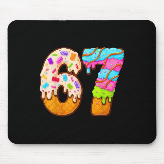 67 Ice Cream Drip Meme Funny Six Seven Gen Alpha S Mouse Mat (Front)