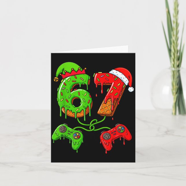 67 Ice Cream Drip Meme Gamer Six Seven Christmas B Card (Front)