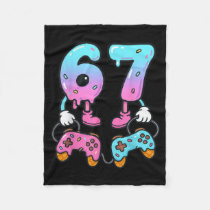 67 Ice Cream Drip Meme Gamer Six Seven Gen Alpha  Fleece Blanket