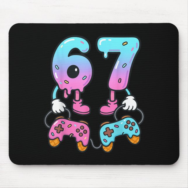 67 Ice Cream Drip Meme Gamer Six Seven Gen Alpha  Mouse Mat (Front)
