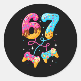 67 Ice Cream Drip Meme Gamer Six Seven Gen Alpha S Classic Round Sticker