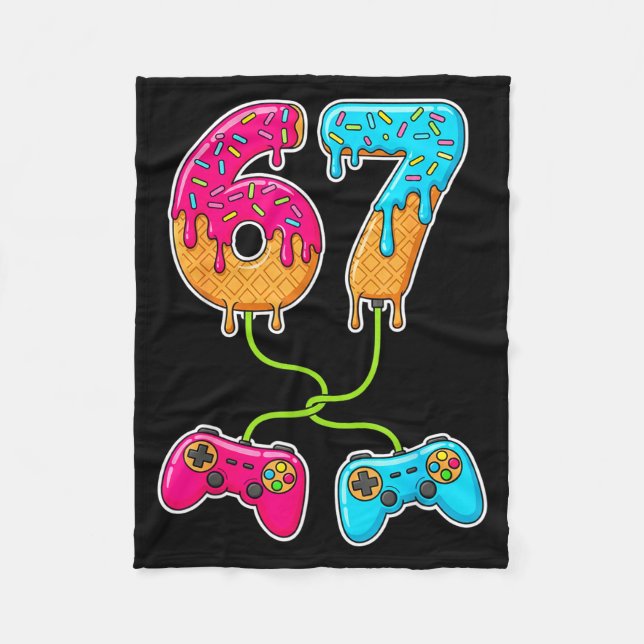 67 Ice Cream Drip Meme Gamer Six Seven Gen Alpha S Fleece Blanket (Front)