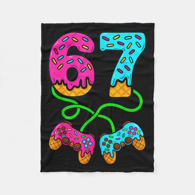 67 Ice Cream Drip Meme Gamer Six Seven Gen Alpha S Fleece Blanket (Front)