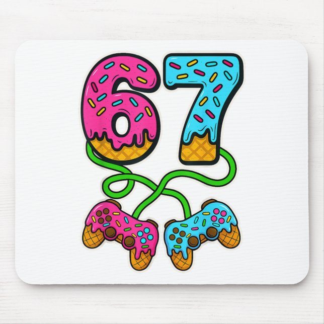 67 Ice Cream Drip Meme Gamer Six Seven Gen Alpha S Mouse Mat (Front)