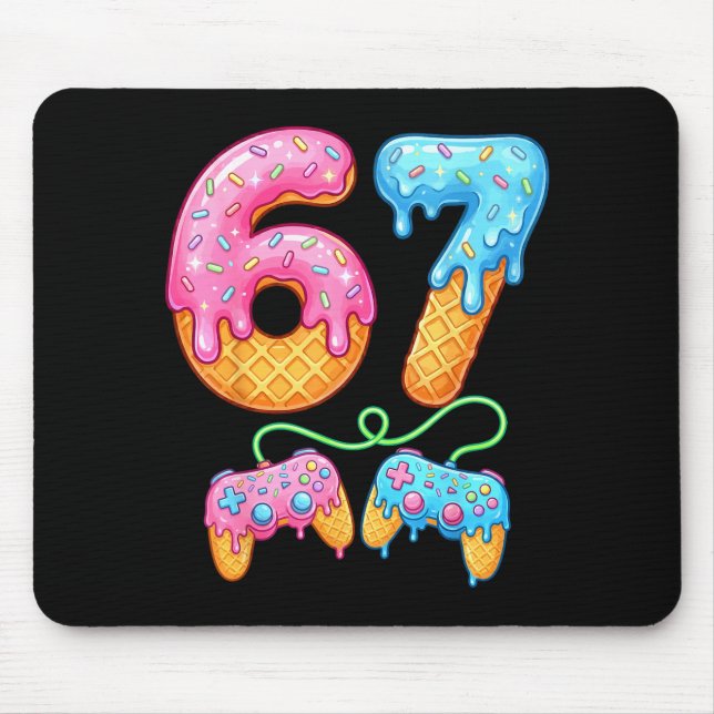 67 Ice Cream Drip Meme Gamer Six Seven Gen Alpha S Mouse Mat (Front)