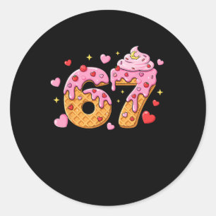 67 Ice Cream Drip Meme Six Seven 6 7 Valentine Day Classic Round Sticker