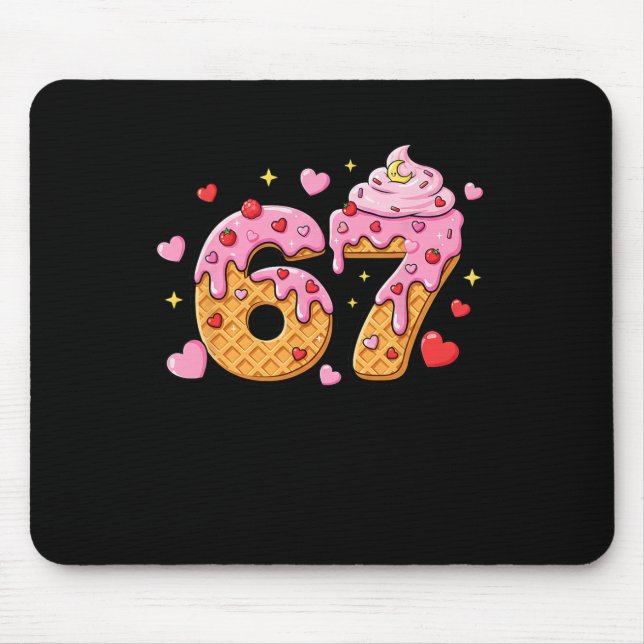 67 Ice Cream Drip Meme Six Seven 6 7 Valentine Day Mouse Mat (Front)