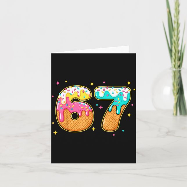 67 Ice Cream Drip Meme Six Seven Gen Alpha Slang  Card (Front)