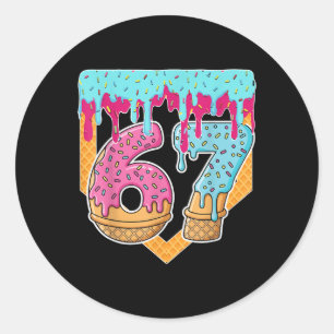 67 Ice Cream Drip Meme Six Seven Gen Alpha Slang _ Classic Round Sticker