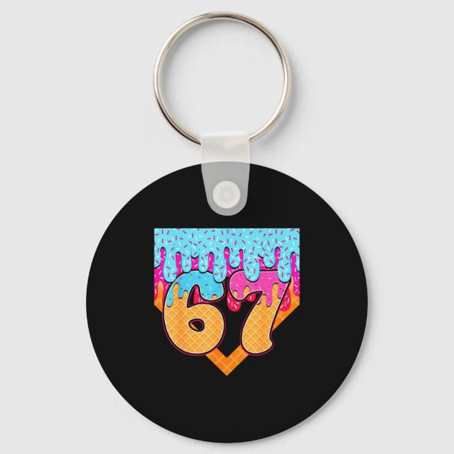 67 Ice Cream Drip Meme Six Seven Gen Alpha Slang  Key Ring (Front)