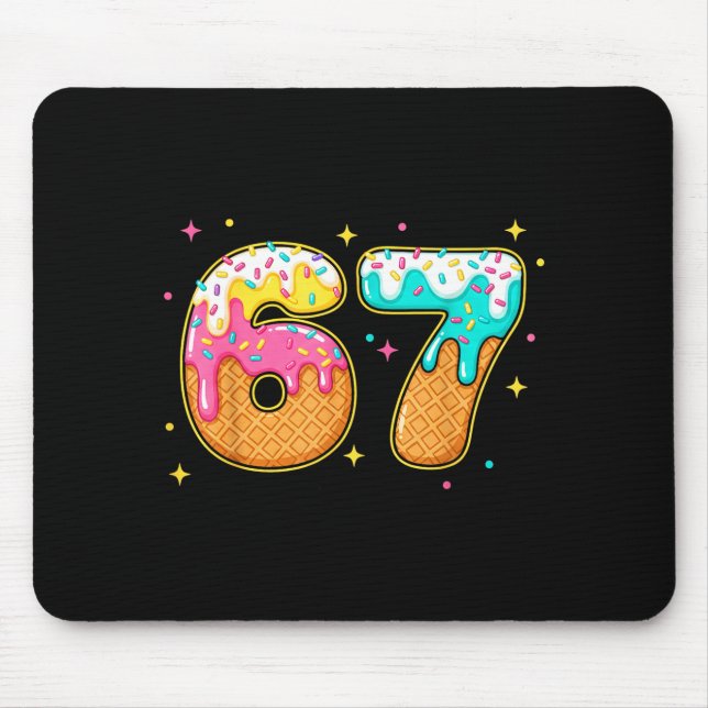 67 Ice Cream Drip Meme Six Seven Gen Alpha Slang  Mouse Mat (Front)