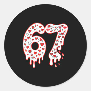 67 Ice Cream Drip Meme Six Seven Gen Alpha Valenti Classic Round Sticker