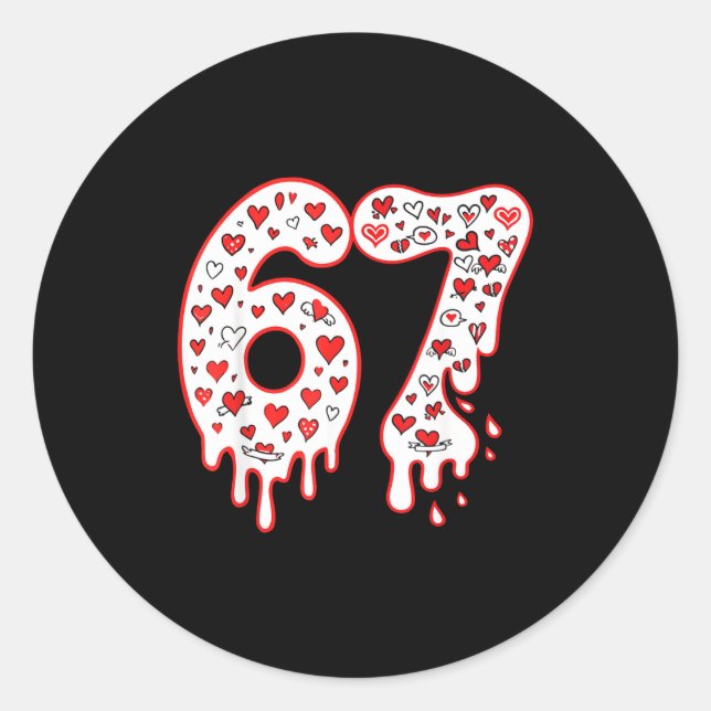 67 Ice Cream Drip Meme Six Seven Gen Alpha Valenti Classic Round Sticker (Front)