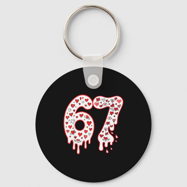 67 Ice Cream Drip Meme Six Seven Gen Alpha Valenti Key Ring (Front)